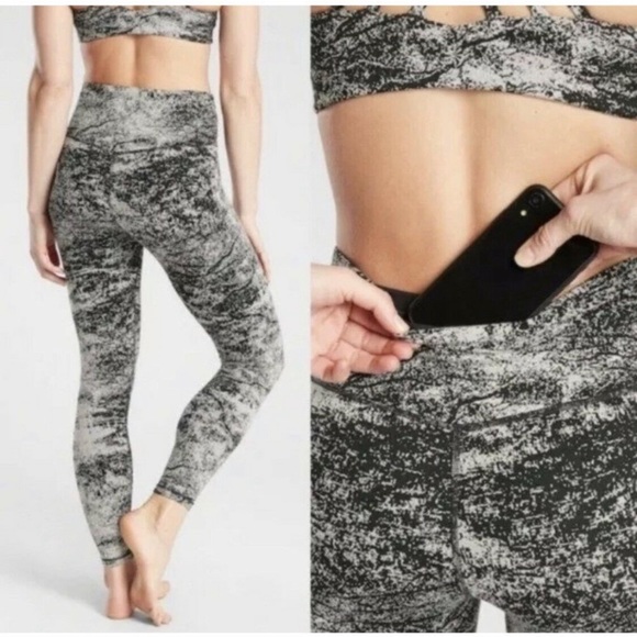 Athleta Women's Printed Elation Glades 7/8 Legging High Waisted Black Taupe M - Picture 2 of 16